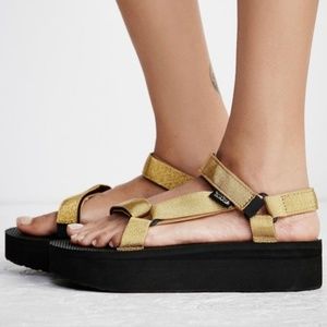 Teva Metallic Gold Platform Sandals